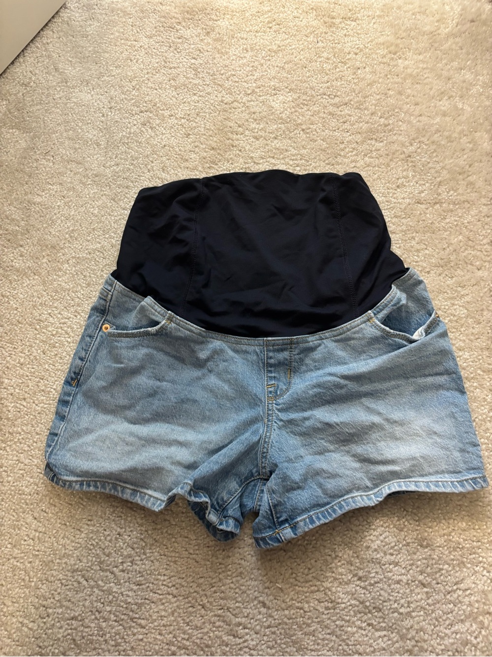 Maternity Denim Shorts with Black Stretch Waistband